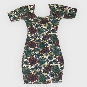 Vintage Cristina Floral Body Con Drop Shoulder Dress